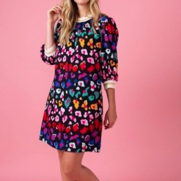 Crosby by Mollie Burch Bright Leopard Mini Dress Medium - Picture 1 of 15